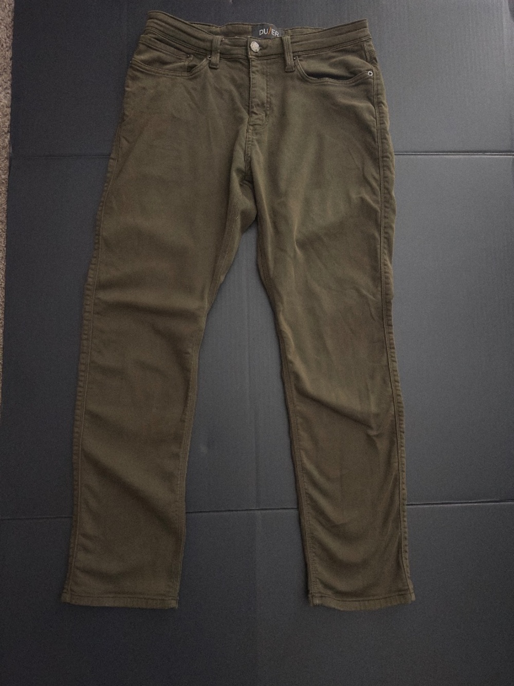 DUER No Sweat Relaxed Taper Pants Olive Green 32x30